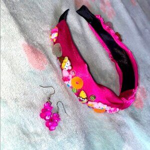 Ice cream you scream handmade headband and earrings